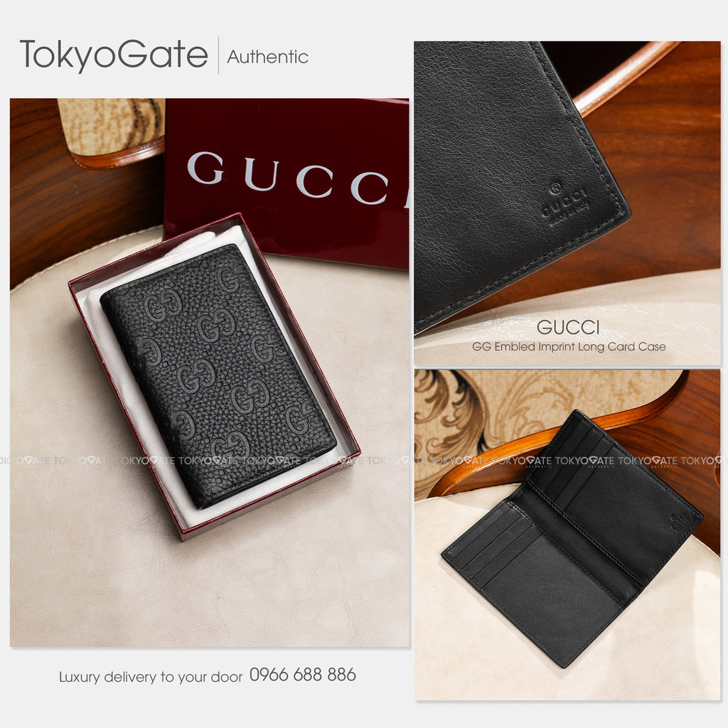 Ví đựng card Gucci 835011 AAE1T 1000 Imprint Long Card Case Black