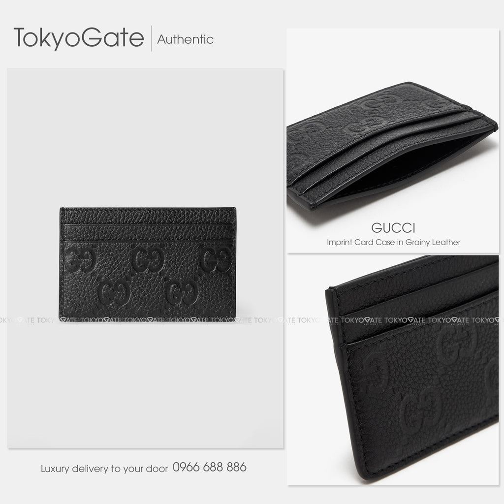 Ví đựng card Gucci 835151 AACVH 1000 GG Embossed Leather Card Case Black