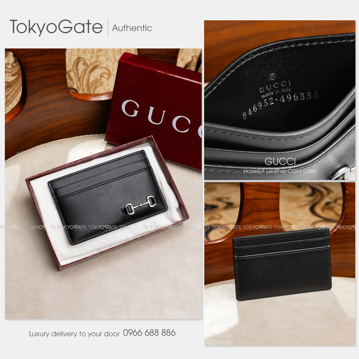 Ví đựng card Gucci 846952 AAFP1 1000 Card Case with Horsebit Black