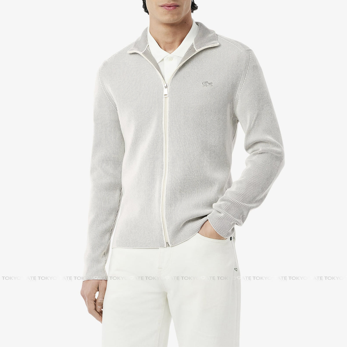 Áo khoác Lacoste AH9312 CI9 Zip-Up Cotton Rib Sweater