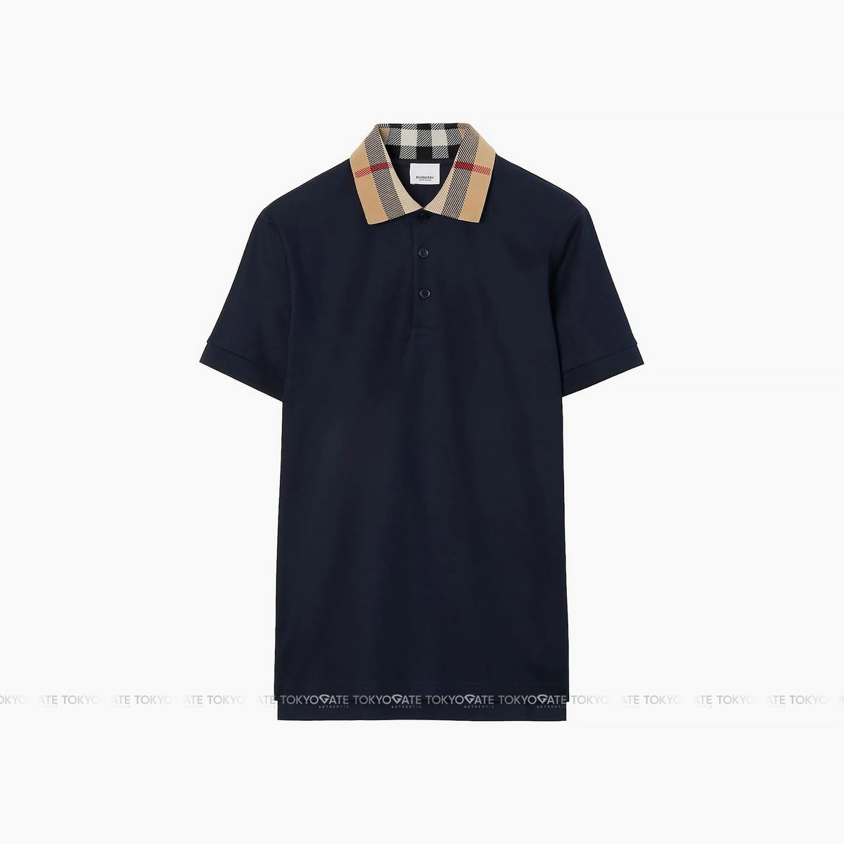 Áo polo Burberry 8072661 Cody Check Collar Cotton Polo Smoked Navy Slim Fit