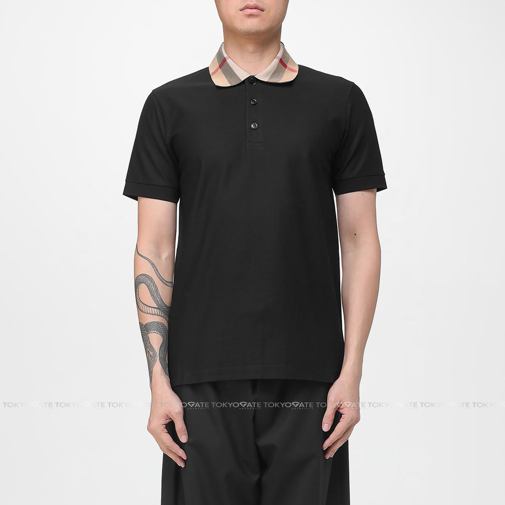 Áo polo Burberry 8071620 Cody Check Collar Cotton Polo Black Slim Fit