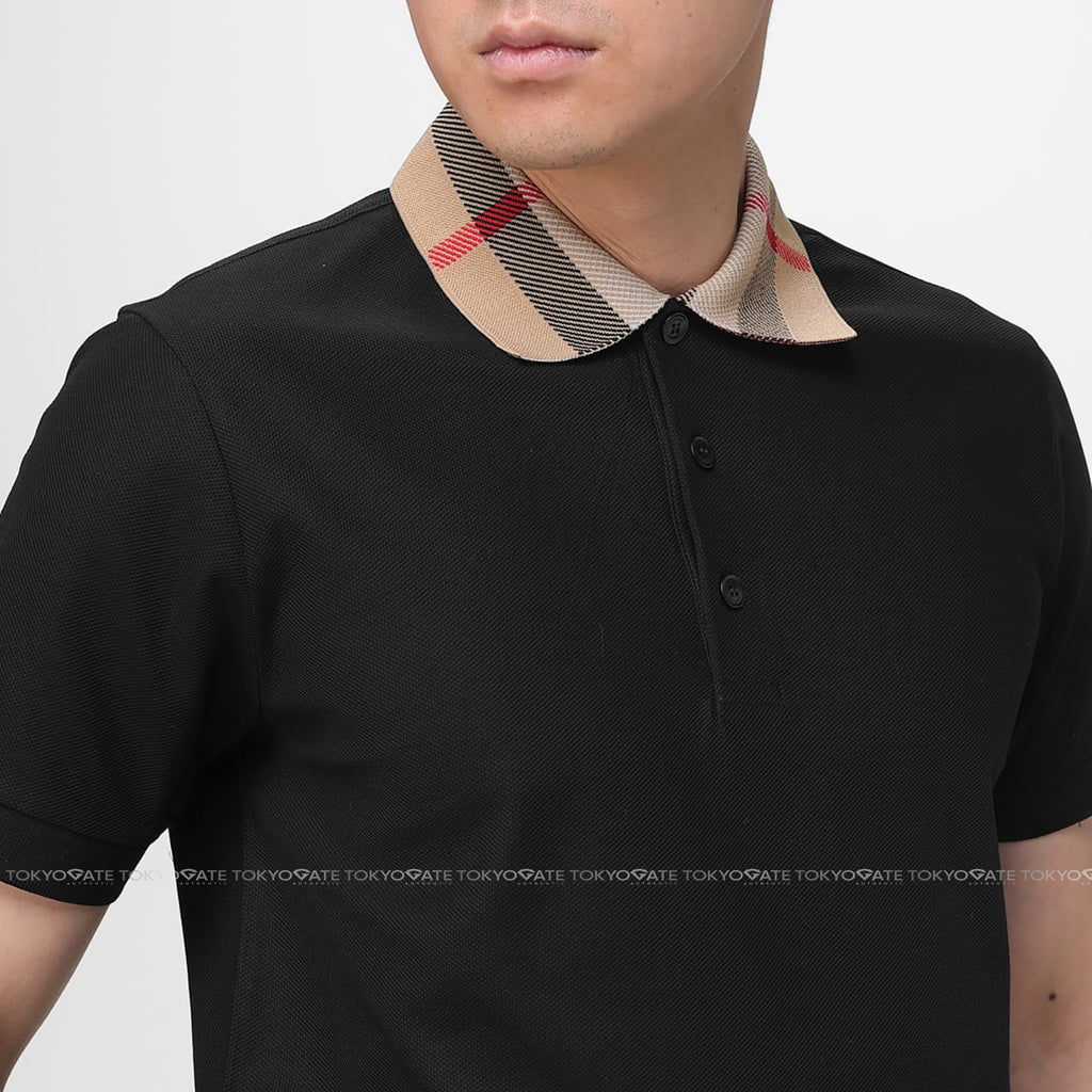 Áo polo Burberry 8071620 Cody Check Collar Cotton Polo Black Slim Fit