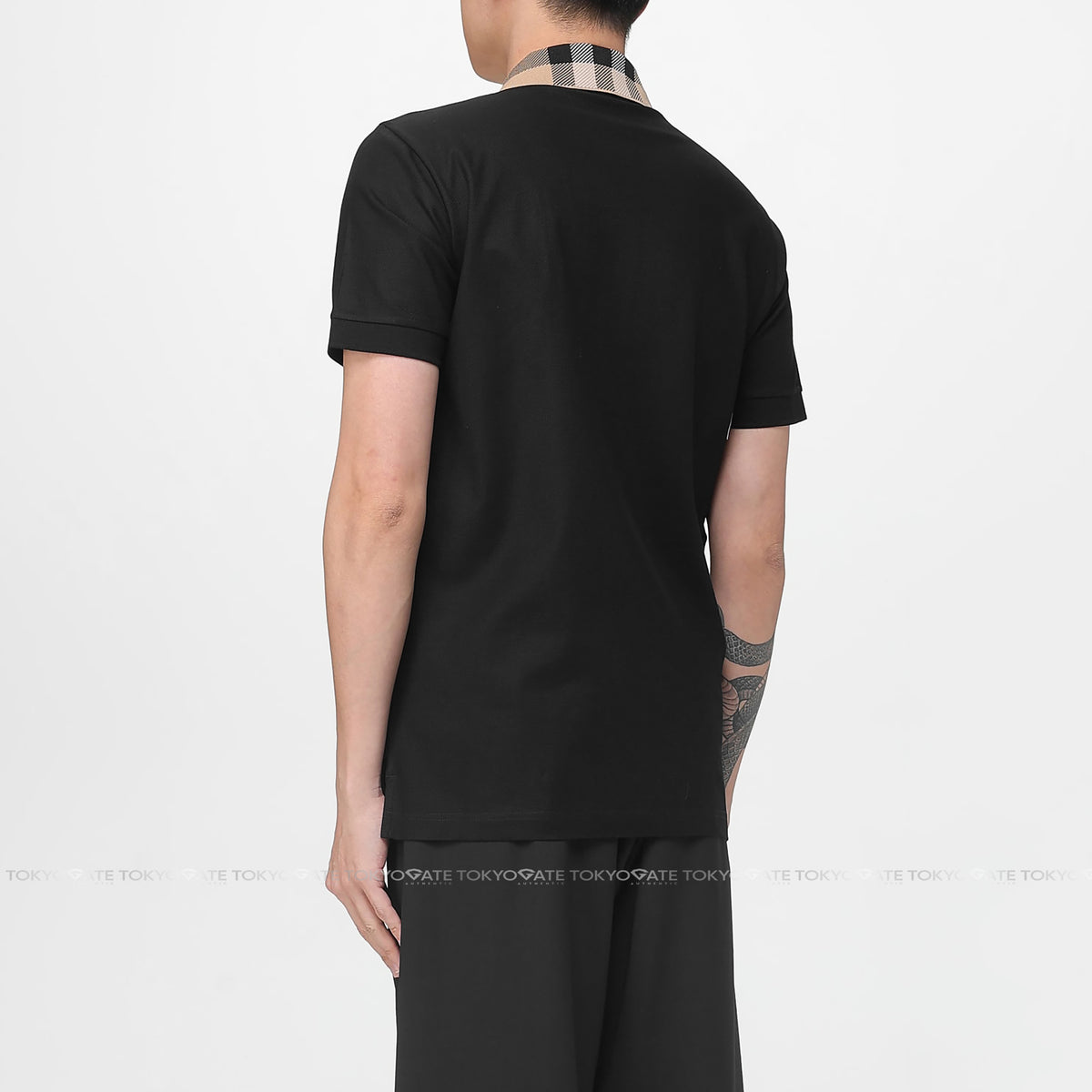 Áo polo Burberry 8071620 Cody Check Collar Cotton Polo Black Slim Fit
