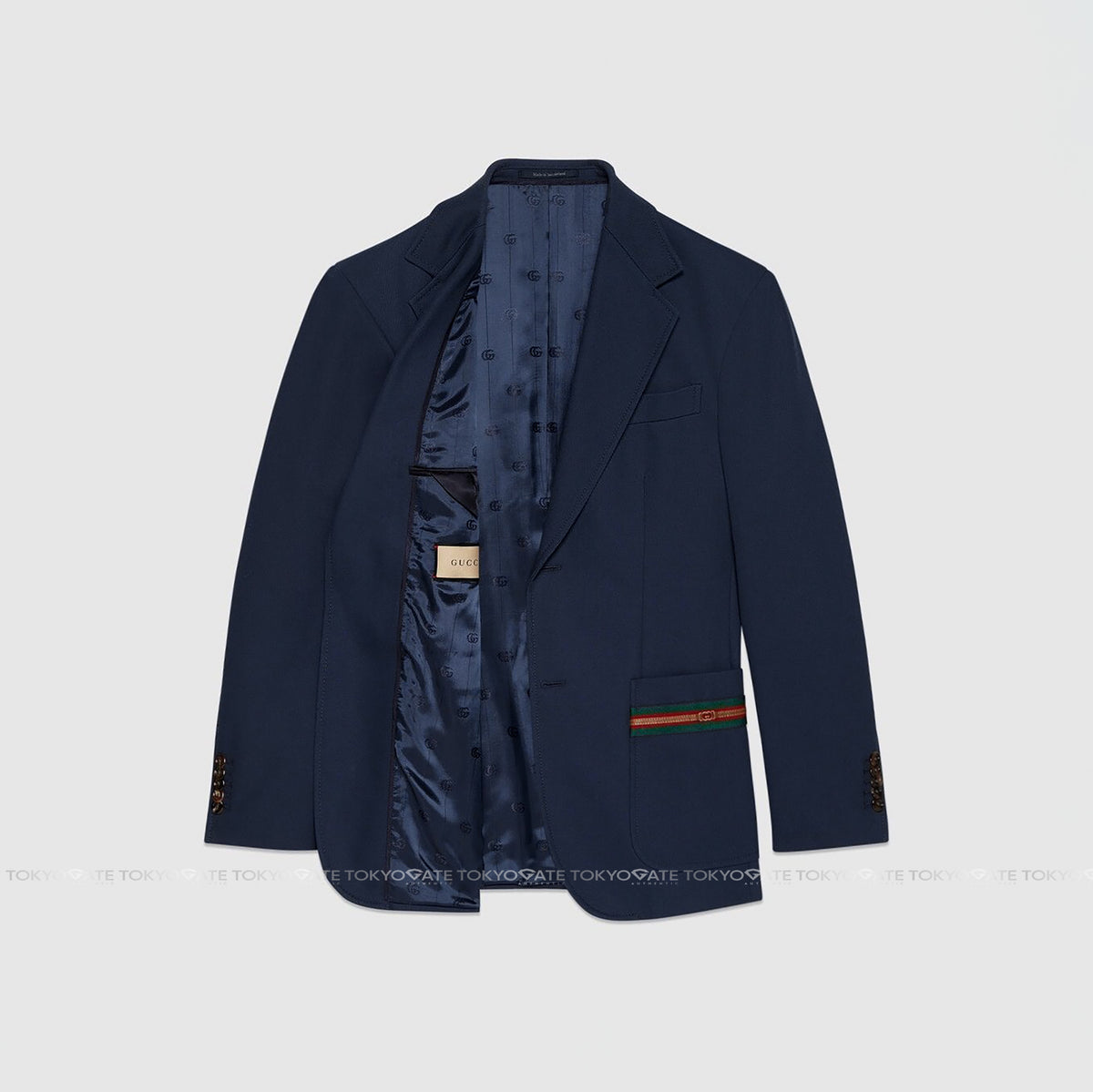 Blazer Gucci 751155 Web Stripe Cotton Formal Jacket Dark Blue