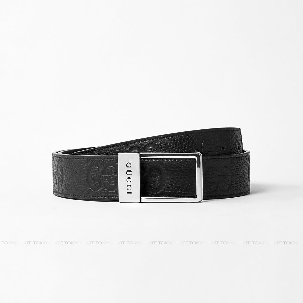 Dây lưng Gucci 722370 AABYZ GG Embossed Leather Belt Black