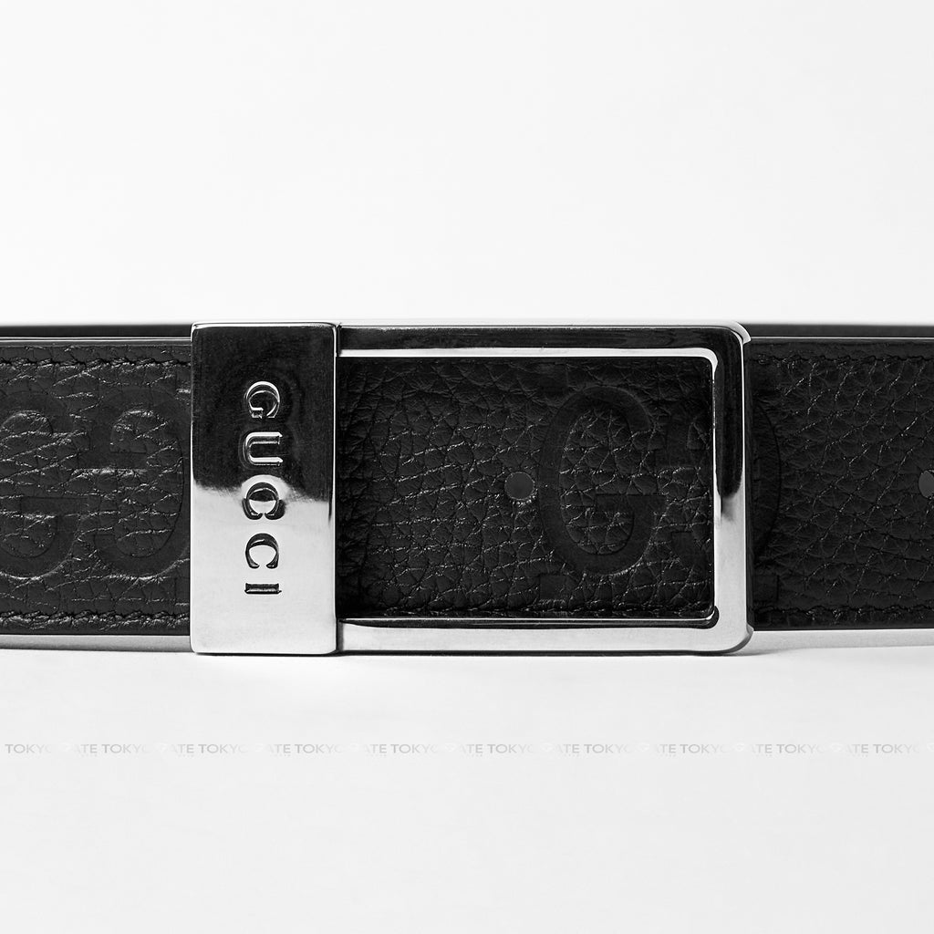 Dây lưng Gucci 722370 AABYZ GG Embossed Leather Belt Black