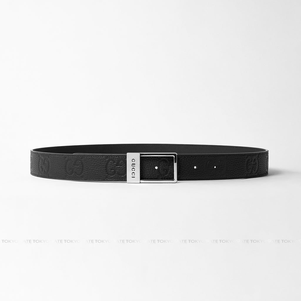 Dây lưng Gucci 722370 AABYZ GG Embossed Leather Belt Black