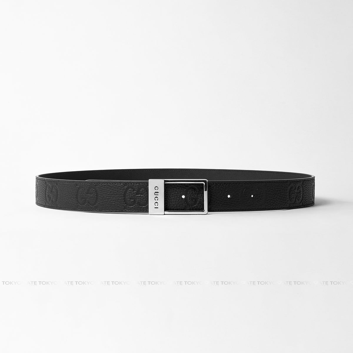 Dây lưng Gucci 722370 AABYZ GG Embossed Leather Belt Black