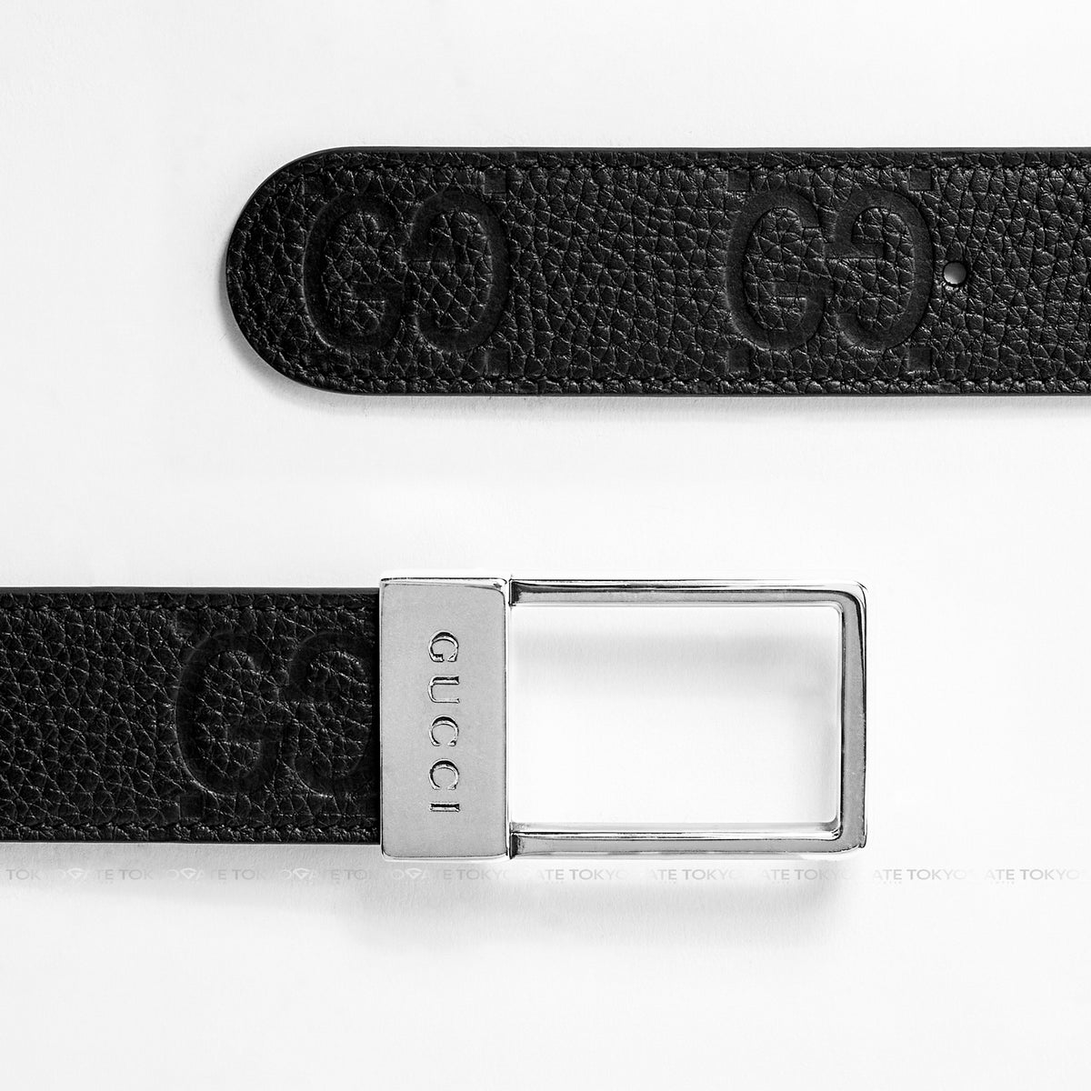 Dây lưng Gucci 722370 AABYZ GG Embossed Leather Belt Black