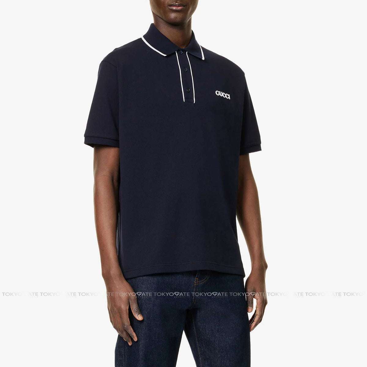 Áo polo Gucci 806250 XJG3G 4003 Cotton Piquet Polo Shirt With Embroidery Navy Regular Fit