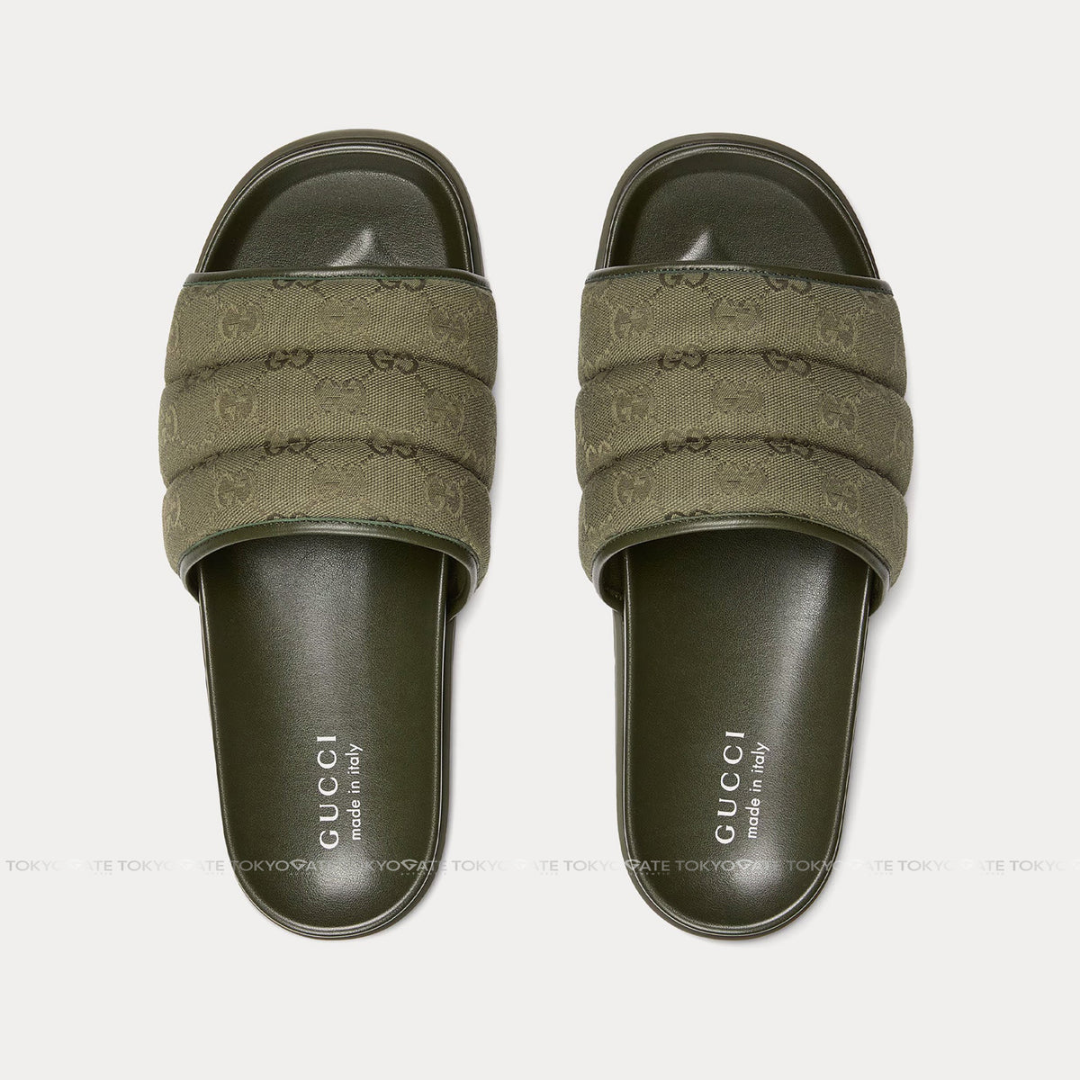 Dép Gucci 838089 Padded GG Canvas Green