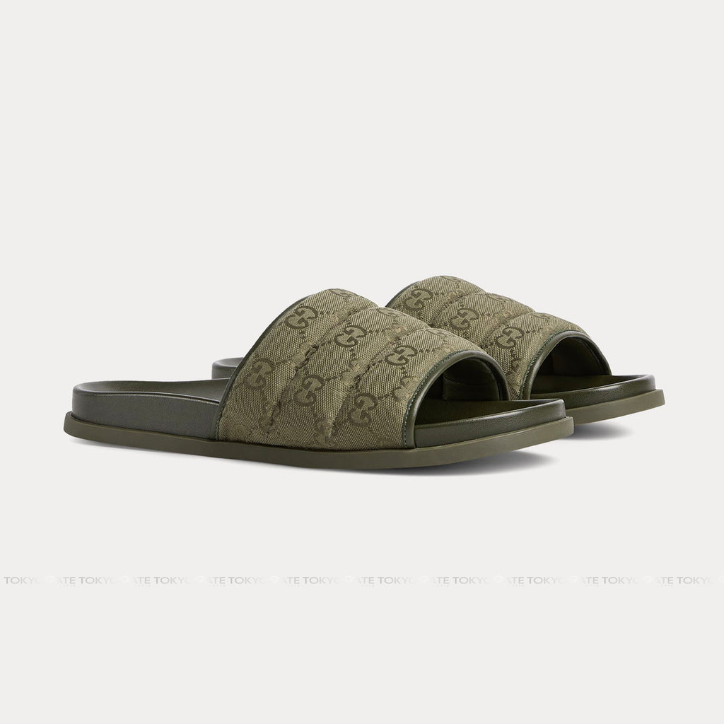 Dép Gucci 838089 Padded GG Canvas Green