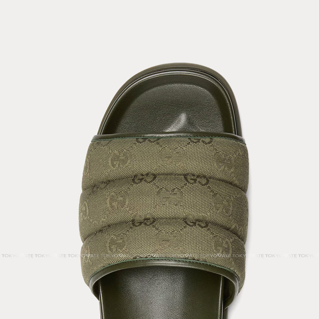 Dép Gucci 838089 Padded GG Canvas Green