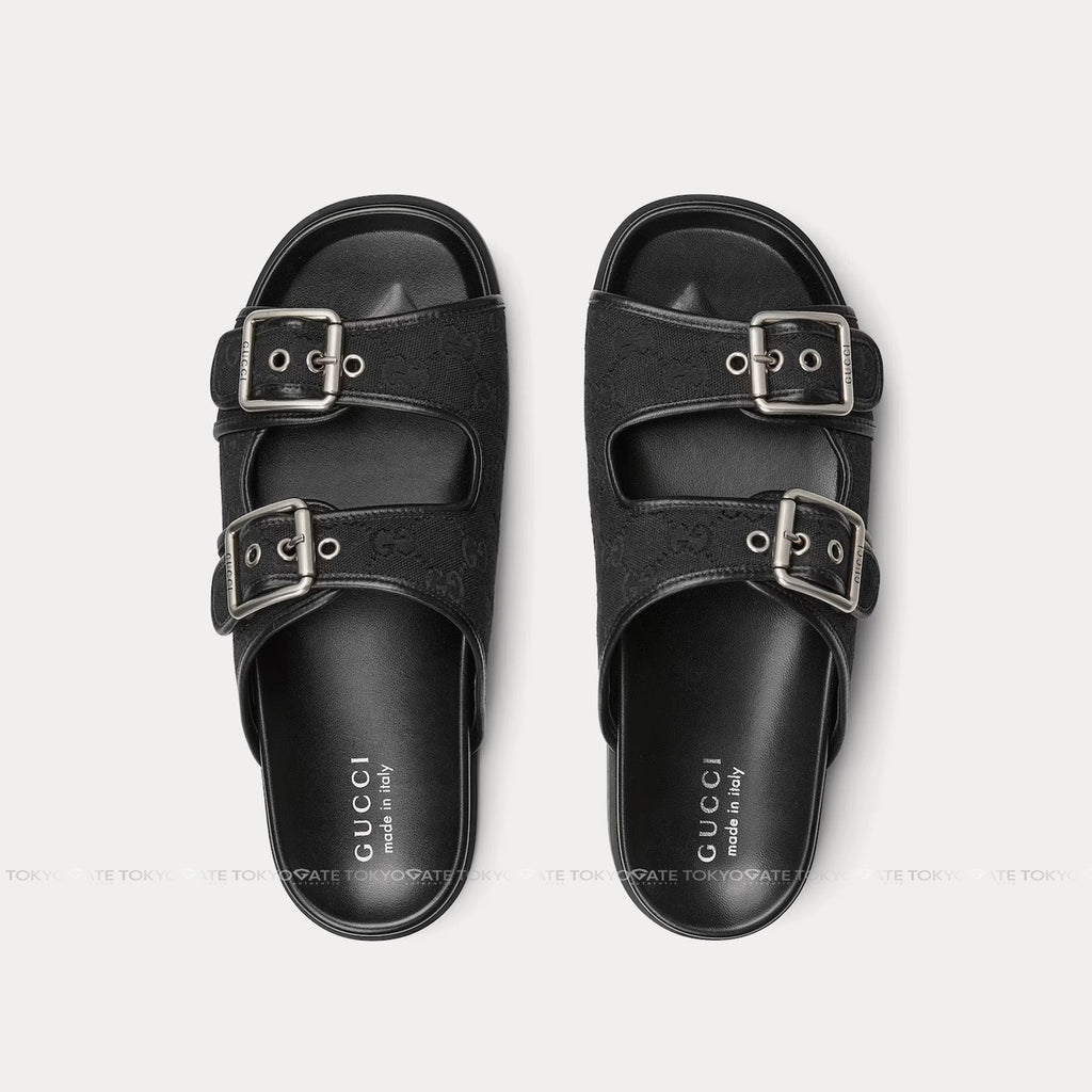 Dép Gucci 831830 FAD71 1000 Slide Sandal With Buckles Black