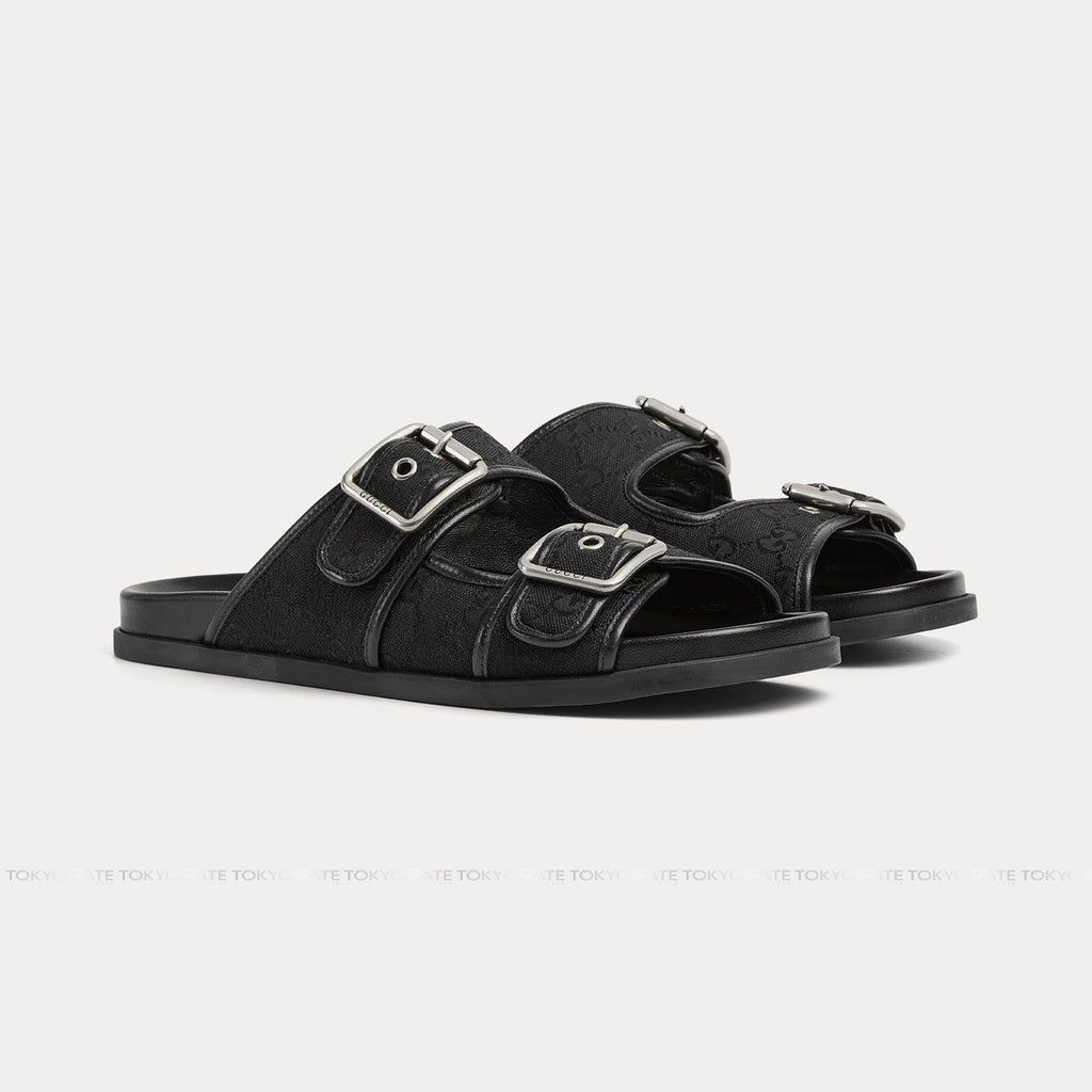 Dép Gucci 831830 FAD71 1000 Slide Sandal With Buckles Black