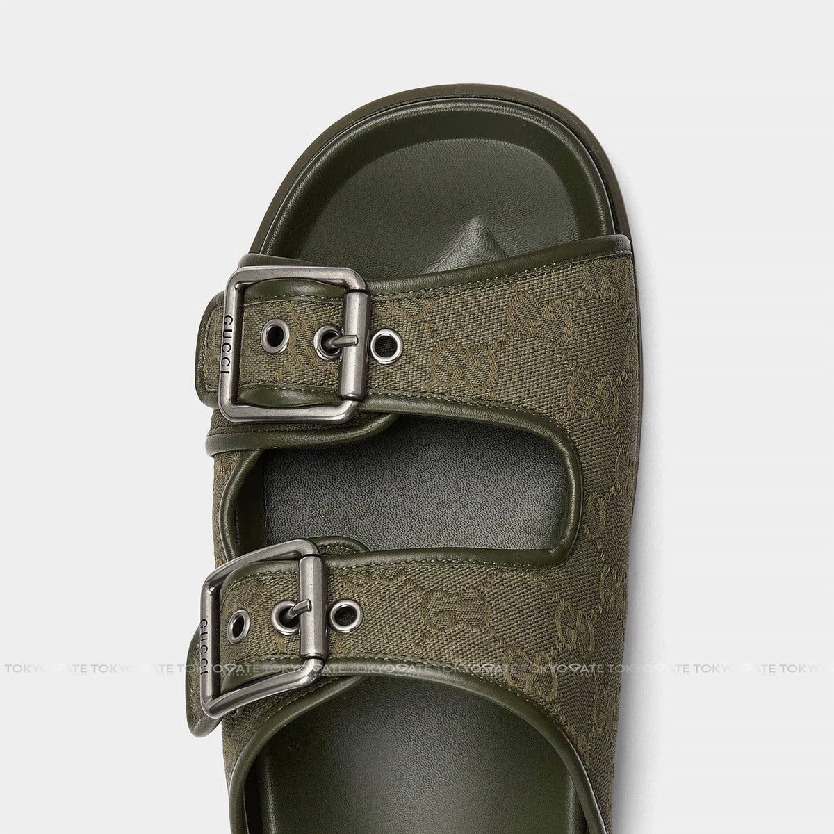 Dép Gucci 831830 FAD71 8746 Rhein Open Suede Slide Sandals Dark Green
