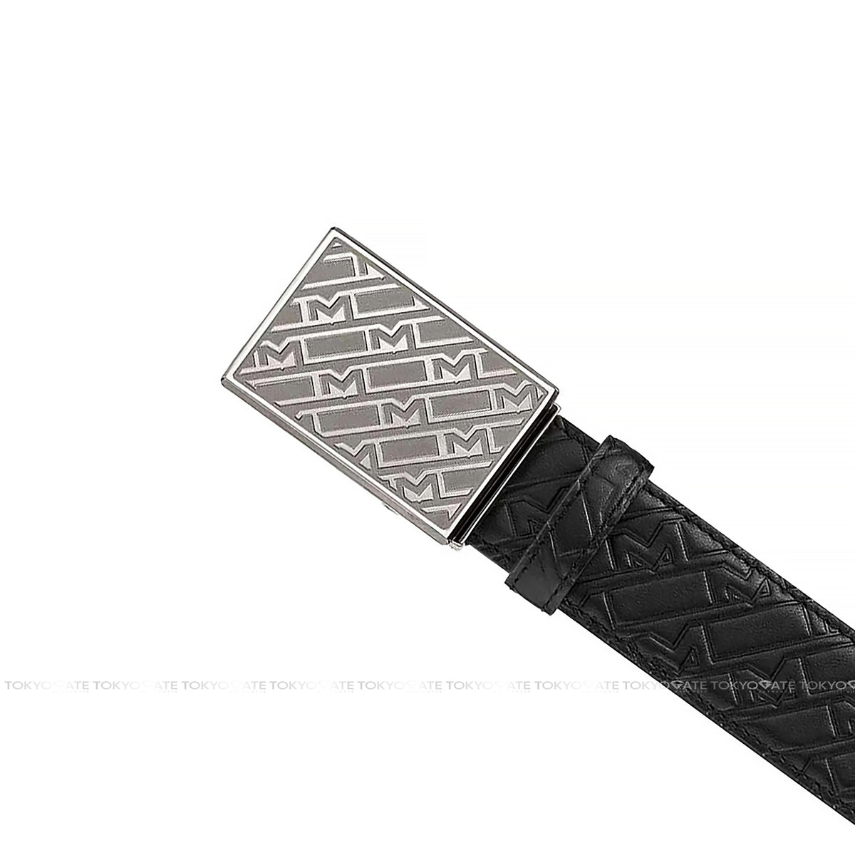 Dây lưng Montblanc MB129451 M Pattern Plate Buckle Matt Ruthenium Embossed Leather Black