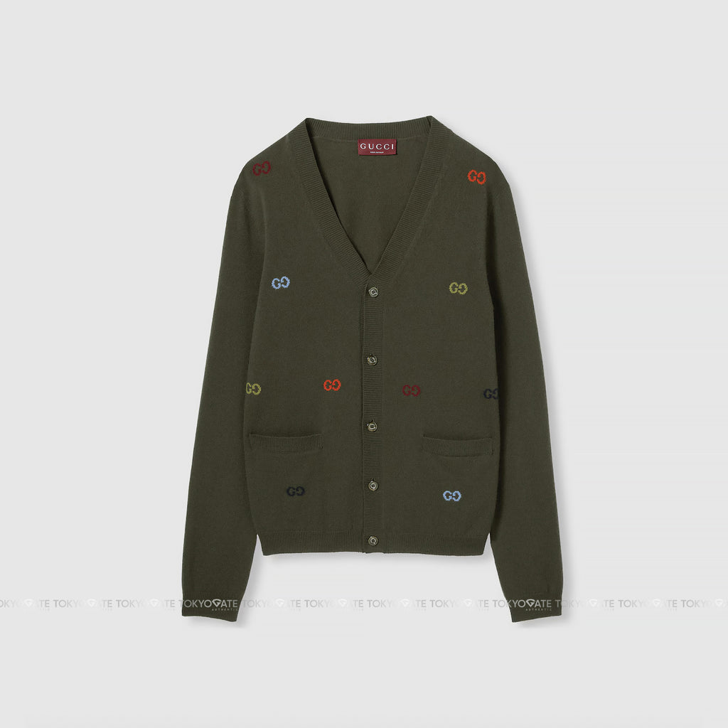 Áo khoác cardigan Gucci 833671 XKEYI 3018 Cashmere Forest Green Regular Fit