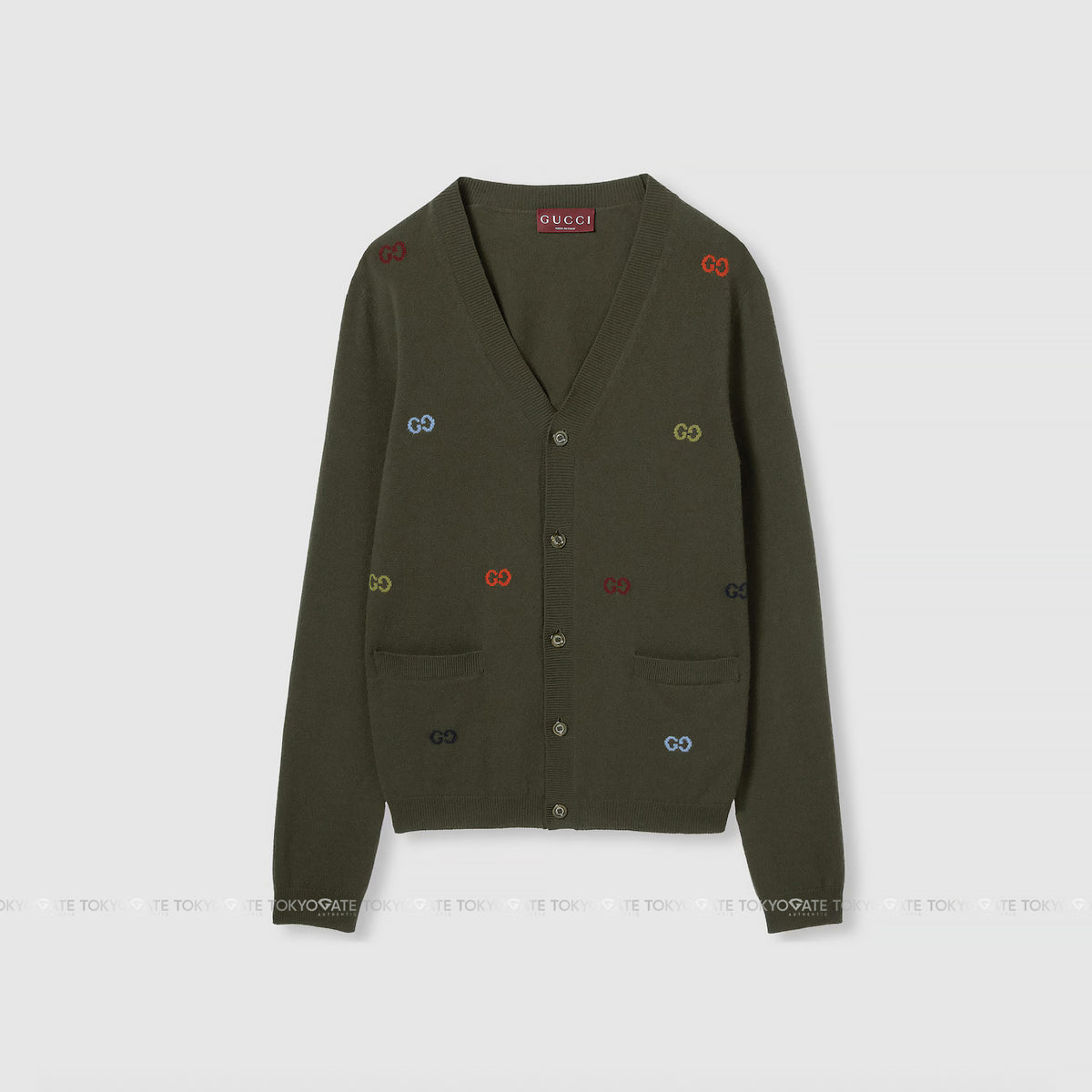 Áo khoác cardigan Gucci 833671 XKEYI 3018 Cashmere Forest Green Regular Fit