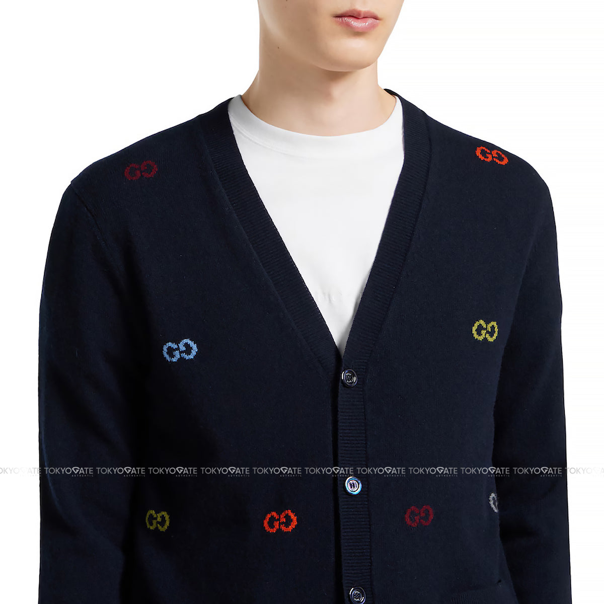Áo khoác cardigan Gucci 833671 XKEYI 4735 Cashmere Navy Regular Fit