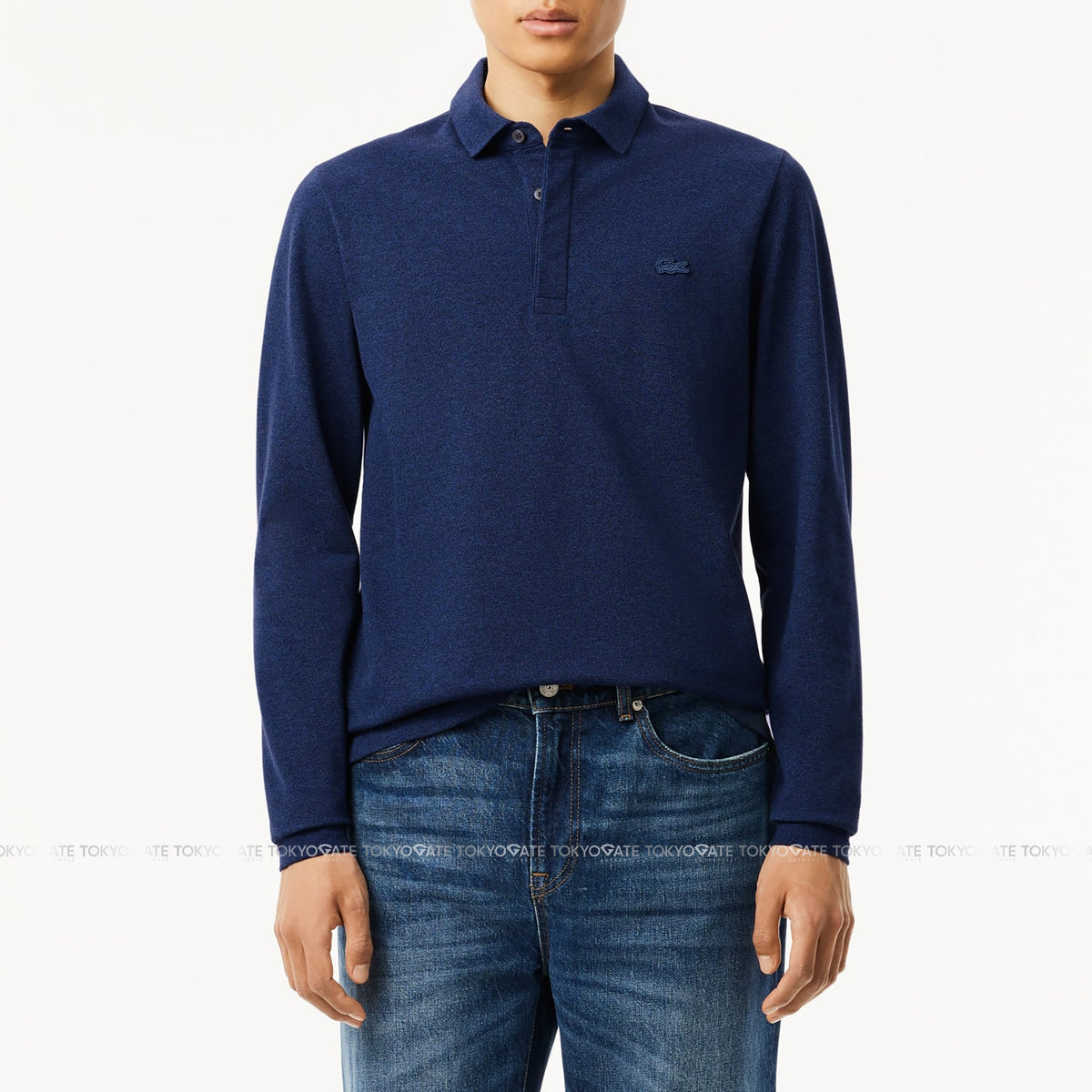 Áo polo Lacoste LS PH2481 3GF Paris Stretch Piqué Blue Chine Regular Fit