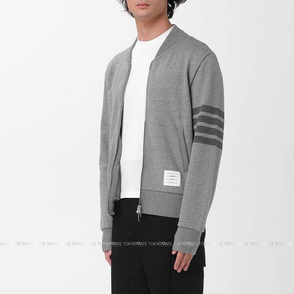 Áo khoác Thom Browne MJT280A 06910 035 Tonal 4-Bar Classic Loopback Med Grey Regular Fit
