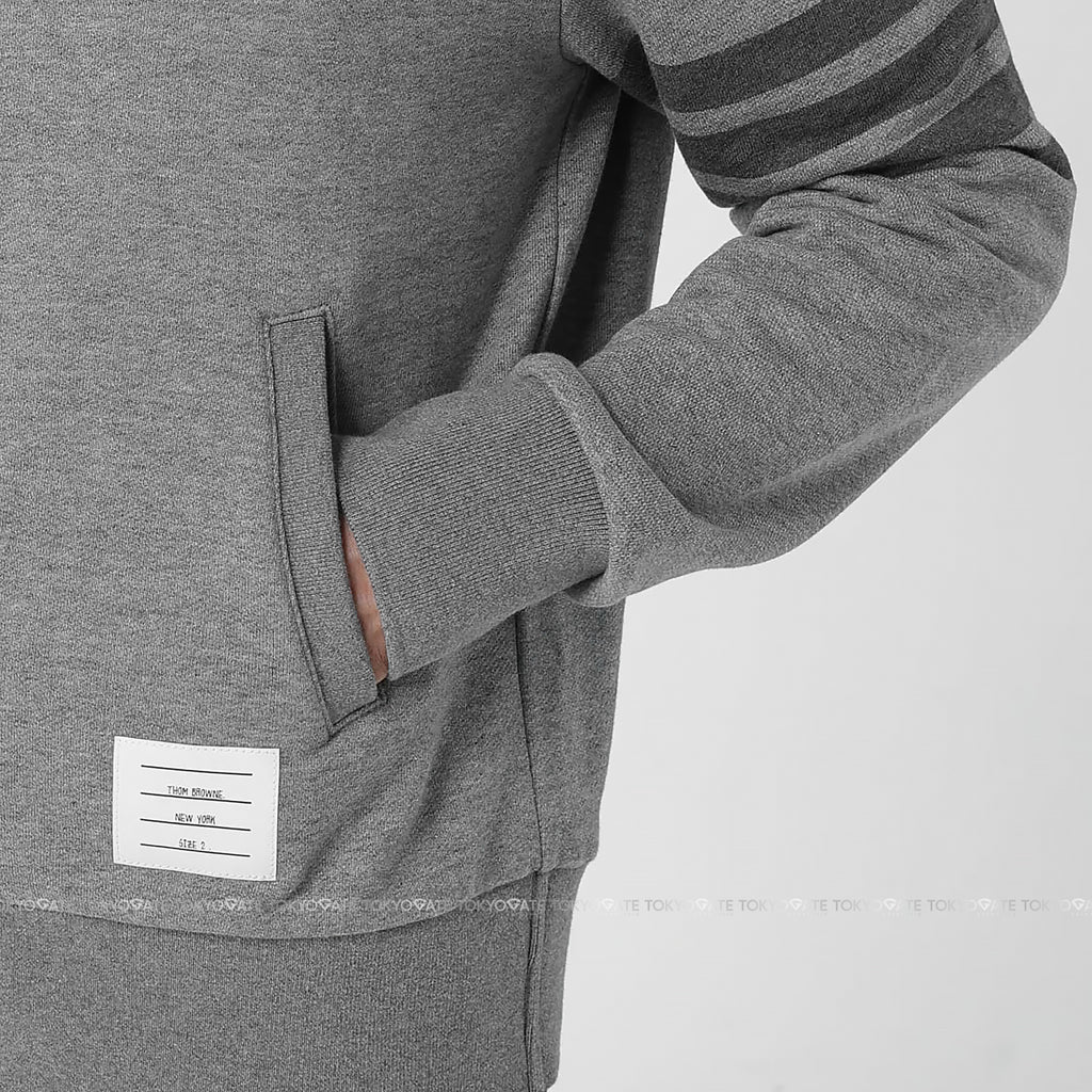 Áo khoác Thom Browne MJT280A 06910 035 Tonal 4-Bar Classic Loopback Med Grey Regular Fit